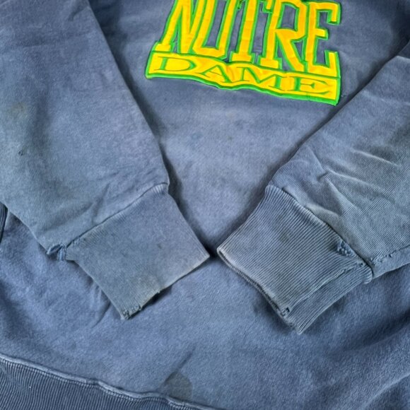 VTG 90s Notre Dame Fightin Irish Sweatshirt Extra Large Blue Thrashed Crewneck - Picture 7 of 16